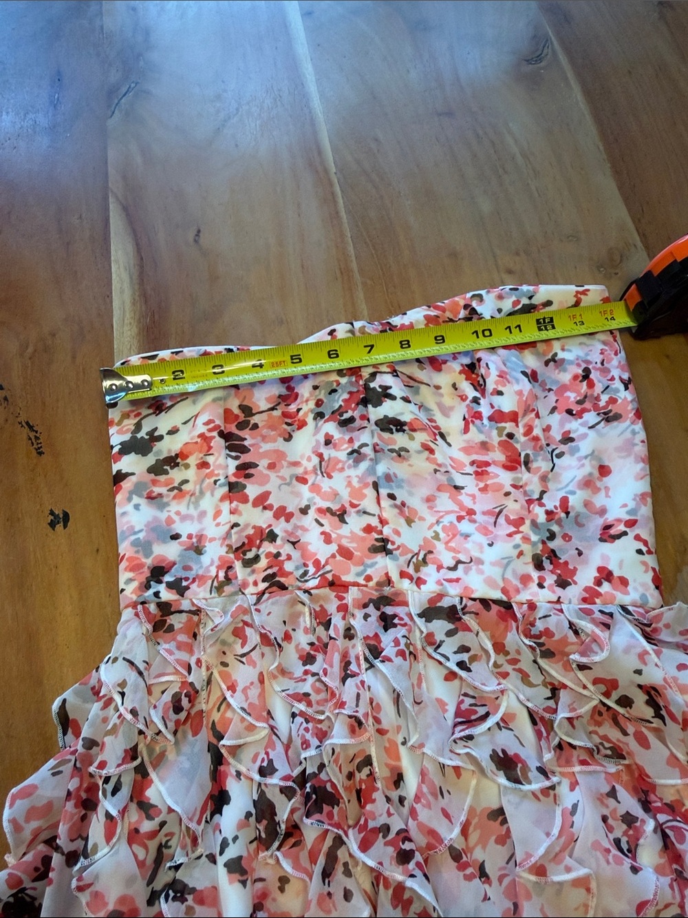 White House Black Market Coquette Strapless Ruffle Floral Mini Dress (EUC) - Picture 7 of 9